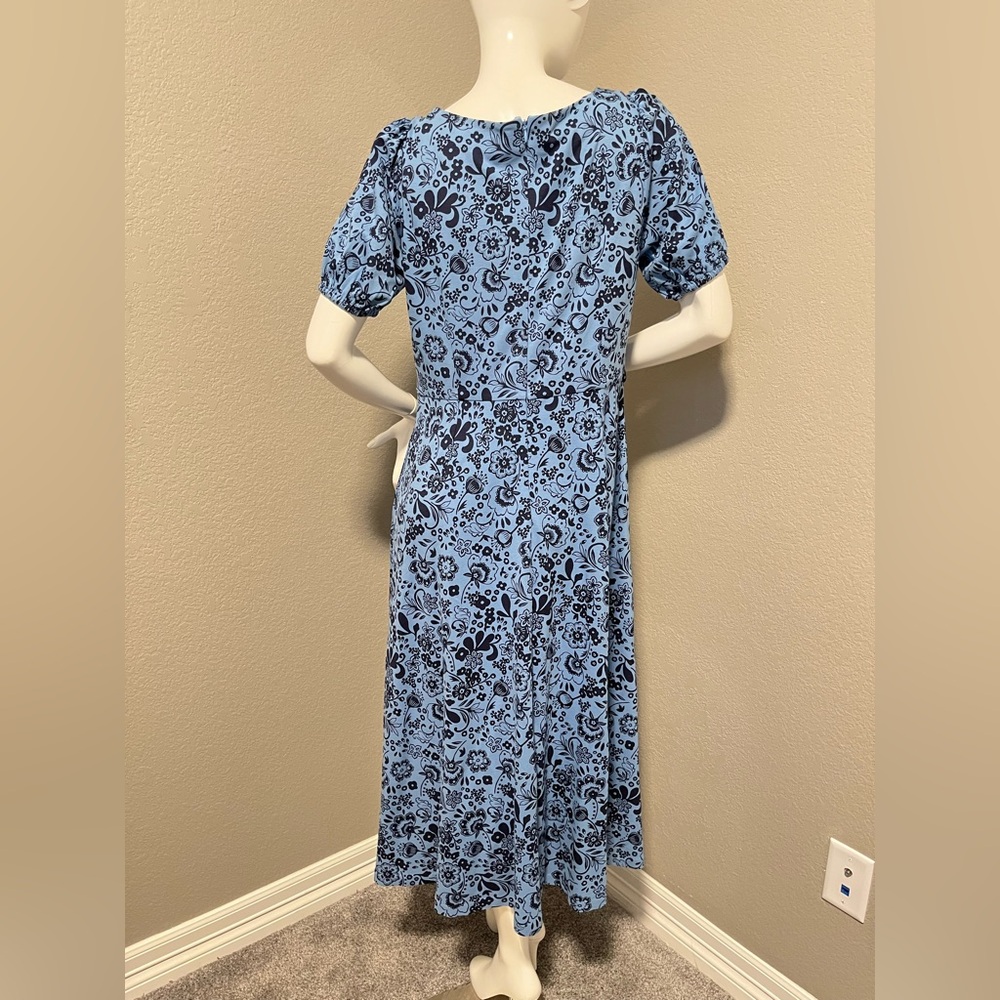 BODEN Women’s Blue & Black Nancy Jersey Paisley SS Midi Dress Size US 12R - Picture 5 of 14